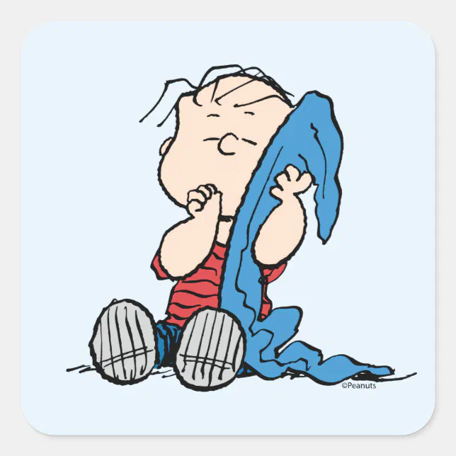 Peanuts Linus & His Blanket Square Sticker Zazzle