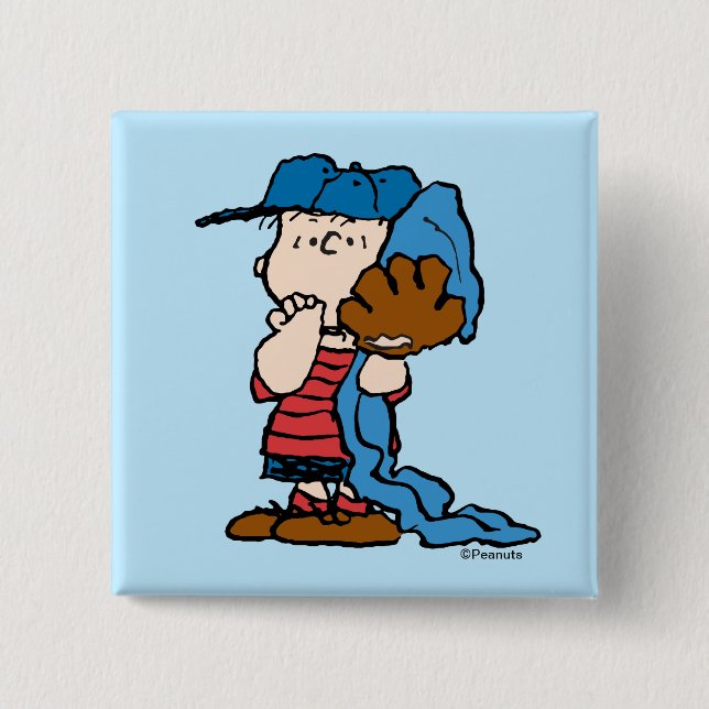 Peanuts | Linus In His Baseball Gear Button (Front)