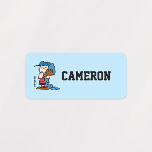 Peanuts Linus In His Baseball Gear Kids' Labels