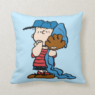 Peanuts   Linus In His Baseball Gear Throw Pillow