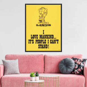 Peanuts   Linus Loves Mankind Canvas Print