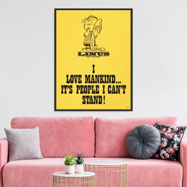 Peanuts | Linus Loves Mankind Canvas Print (Insitu(LivingRoom))