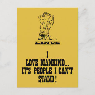 Peanuts Linus Loves Mankind Postcard