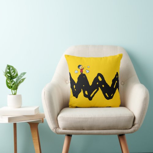 Peanuts  Linus Mountain Yell Throw Pillow