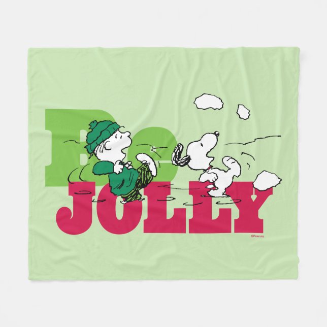 Peanuts | Linus & Snoopy Be Jolly Fleece Blanket (Front (Horizontal))