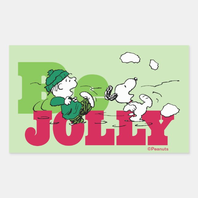 Peanuts | Linus & Snoopy Be Jolly Rectangular Sticker (Front)