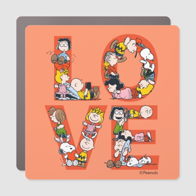 Peanuts - LOVE Car Magnet (Front)