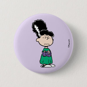 Peanuts Lucy Bride Of Frankenstein Halloween Button