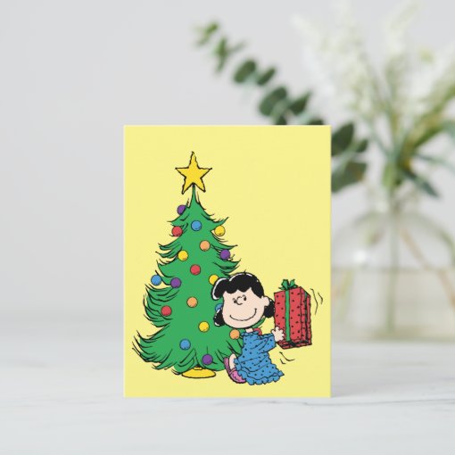 Peanuts Lucy Christmas Tree Holiday Postcard Zazzle