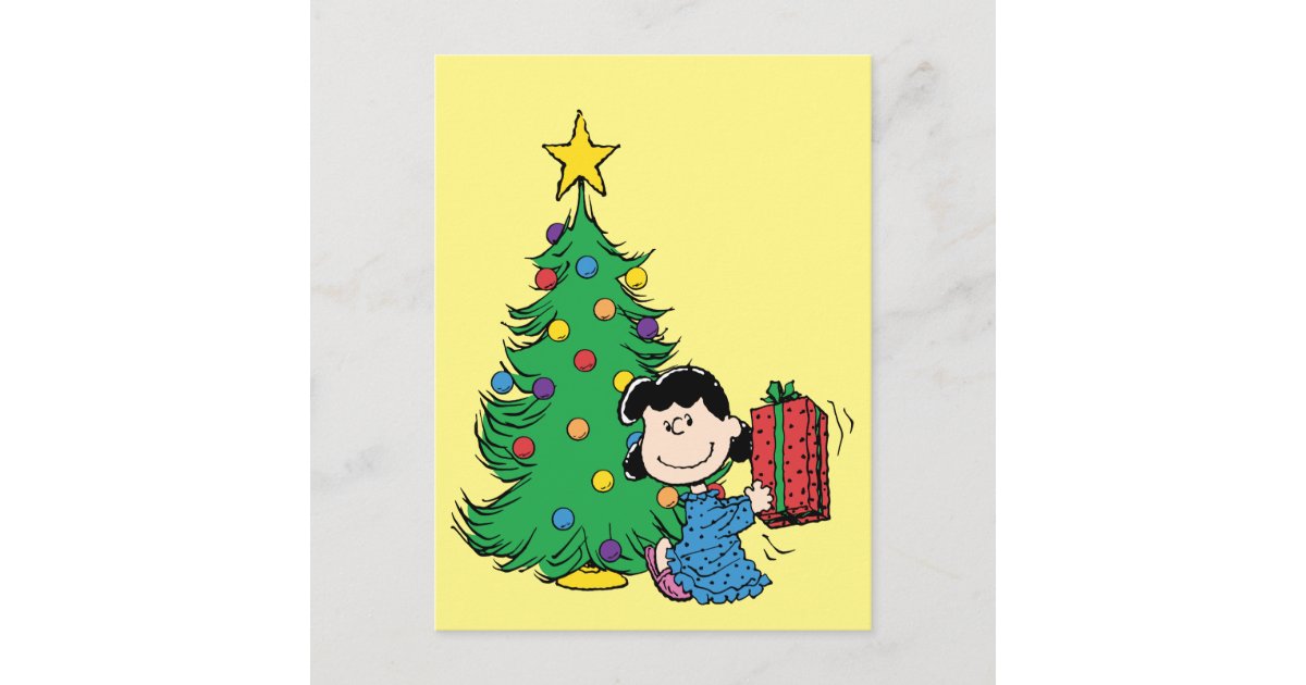 Peanuts Lucy Christmas Tree Holiday Postcard Zazzle