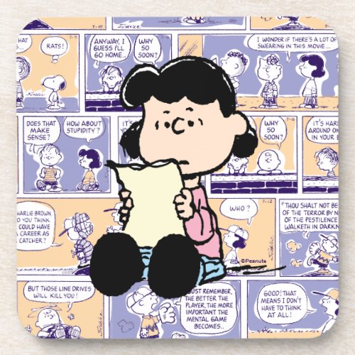 Peanuts  Lucy Comic Pattern Beverage Coaster