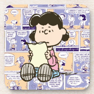 Peanuts Lucy Comic Pattern Beverage Coaster
