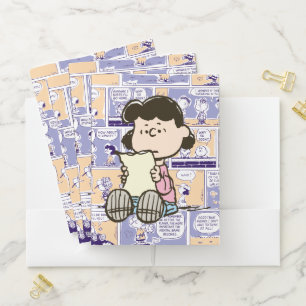 Peanuts Lucy Comic Pattern Pocket Folder
