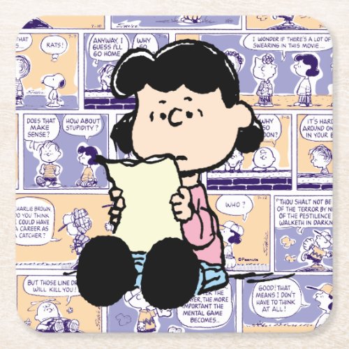 Peanuts  Lucy Comic Pattern Square Paper Coaster