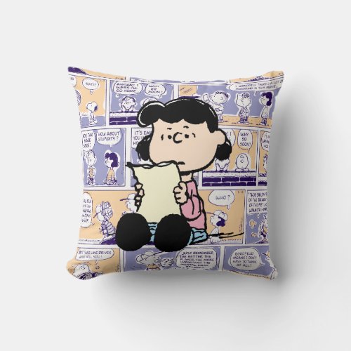 Peanuts  Lucy Comic Pattern Throw Pillow