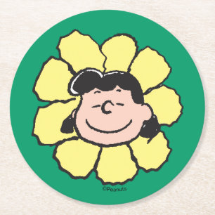Peanuts   Lucy Flower Round Paper Coaster