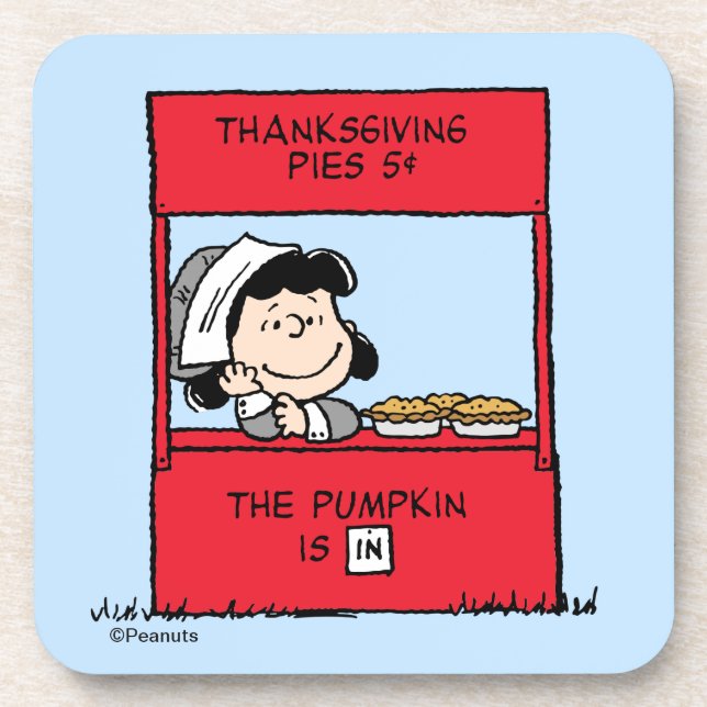 Peanuts | Lucy Pilgrim Pie Stand Beverage Coaster (Front)