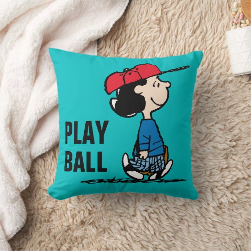 Peanuts Lucy Playing Baseball Throw Pillow Zazzle