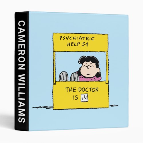 Peanuts  Lucy  the Doctor Is In 3 Ring Binder