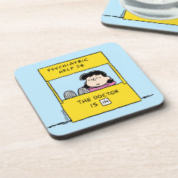 Peanuts | Lucy & the Doctor Is In Beverage Coaster | Zazzle