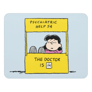 Peanuts Lucy & the Doctor Is In Door Sign