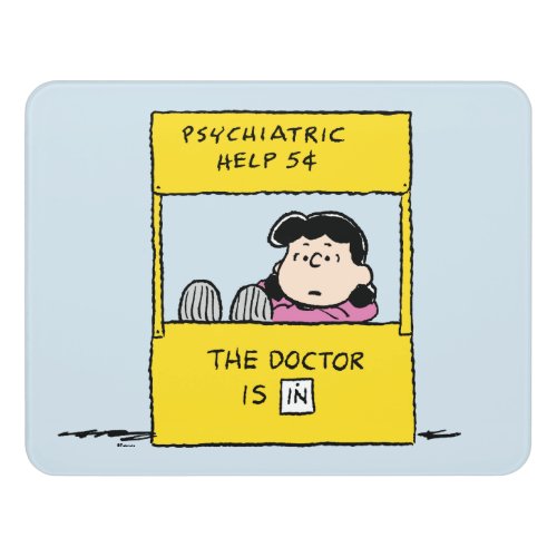 Peanuts  Lucy  the Doctor Is In Door Sign