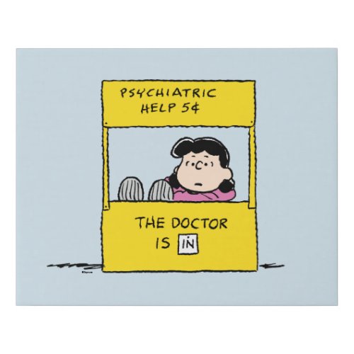 Peanuts  Lucy  the Doctor Is In Faux Canvas Print