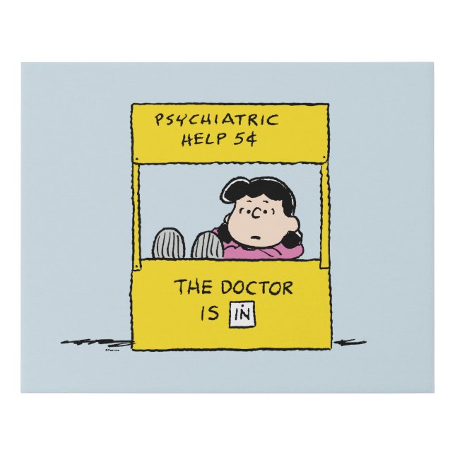 Peanuts | Lucy & the Doctor Is In Faux Canvas Print (Front)