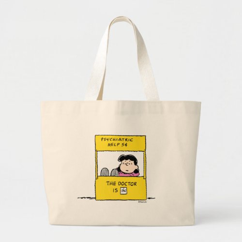 Peanuts  Lucy  the Doctor Is In Large Tote Bag