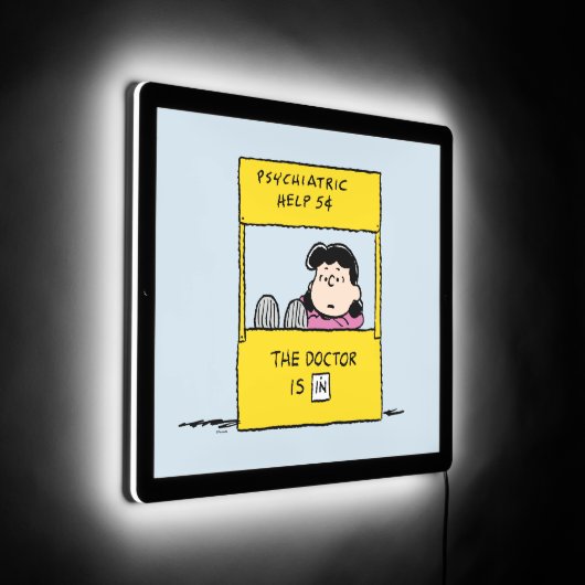 Peanuts | Lucy & the Doctor Is In LED Sign (Angle)