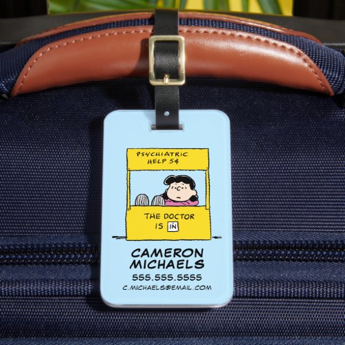 Peanuts  Lucy  the Doctor Is In Luggage Tag