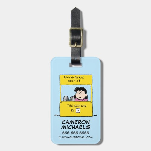 Peanuts  Lucy  the Doctor Is In Luggage Tag