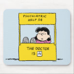 Peanuts | Lucy & the Doctor Is In Mouse Pad<br><div class="desc">Lucy is the crabby, bossy and opinionated girl who bullies most other characters in the comic strip, particularly Linus and Charlie Brown. Check out this cute Peanuts design featuring Lucy and her advice stand.</div>