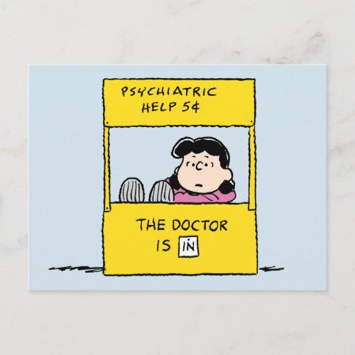 Peanuts  Lucy  the Doctor Is In Postcard