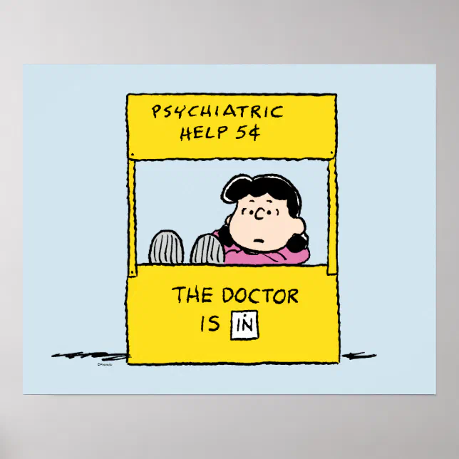 Peanuts Lucy & the Doctor Is In Poster Zazzle