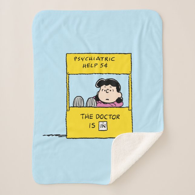 Peanuts | Lucy & the Doctor Is In Sherpa Blanket (Front)