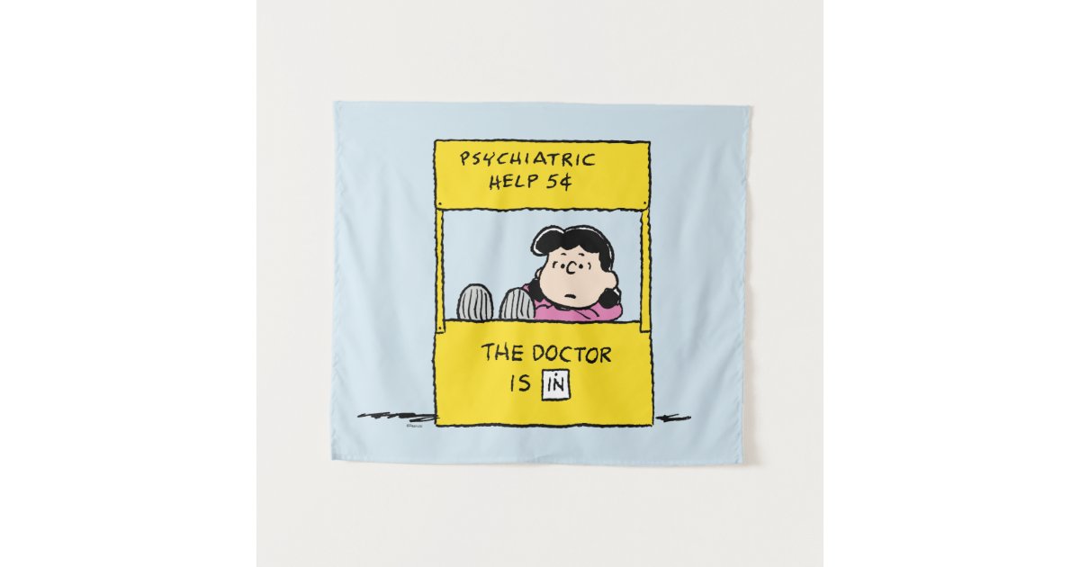 Peanuts Lucy & the Doctor Is In Tapestry Zazzle