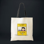 Peanuts | Lucy & the Doctor Is In Tote Bag<br><div class="desc">Lucy is the crabby,  bossy and opinionated girl who bullies most other characters in the comic strip,  particularly Linus and Charlie Brown. Check out this cute Peanuts design featuring Lucy and her advice stand.</div>