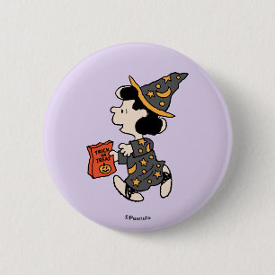 Peanuts Lucy Witch Costume Halloween Button