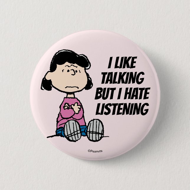 Peanuts | Lucy With Arms Crossed Button (Front)