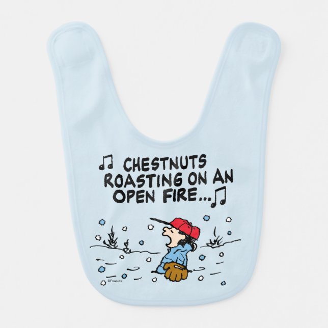 Peanuts | Lucy's Chestnuts Roasting Baby Bib (Front)