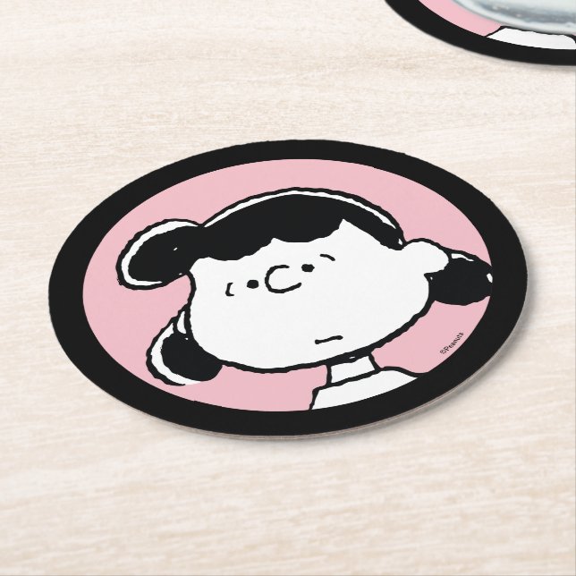 Peanuts | Lucy's Faces Round Paper Coaster (Angled)
