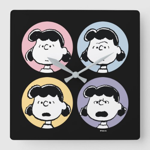 Peanuts  Lucys Faces Square Wall Clock