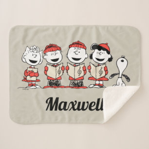 Peanuts Merry Christmas Add Your Name Sherpa Blanket