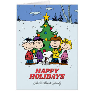 Peanuts Merry Christmas Add Your Photo & Name Cards