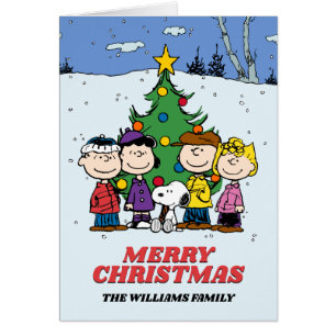 Peanuts Merry Christmas Add Your Photo & Name Cards