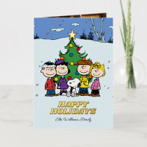 Peanuts Merry Christmas | Add Your Photo & Name Foil Holiday Card