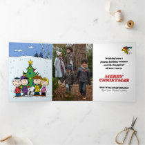 Peanuts Merry Christmas | Add Your Photo & Name Tri-Fold Holiday Card