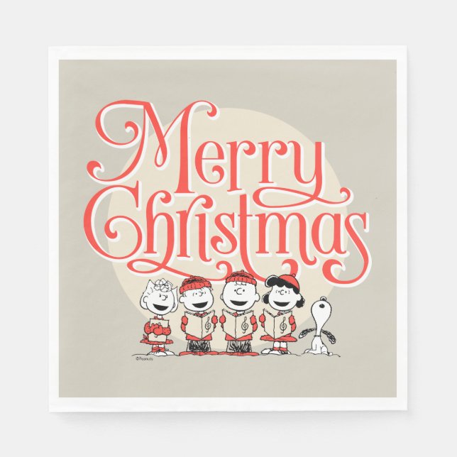 Peanuts | Merry Christmas Holiday Choir Napkins (Front)