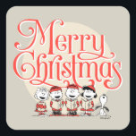 Peanuts | Merry Christmas Holiday Choir Square Sticker<br><div class="desc">Enjoy this Peanuts holiday design featuring the gang singing Christmas carols.</div>